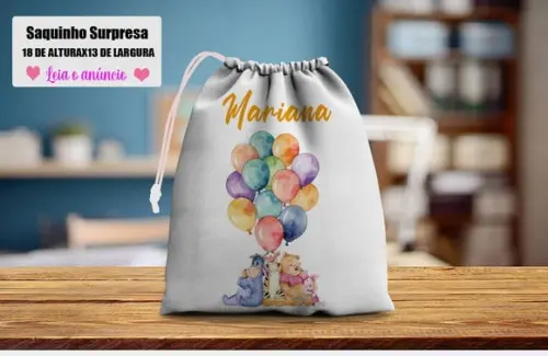 Saquinho Surpresa Personalizado Ursinho Puf