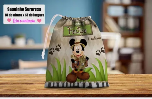 Saquinhos Supresa Personalizado Mickey Safari