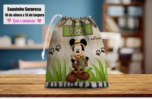 Saquinhos Supresa Personalizado Mickey Safari