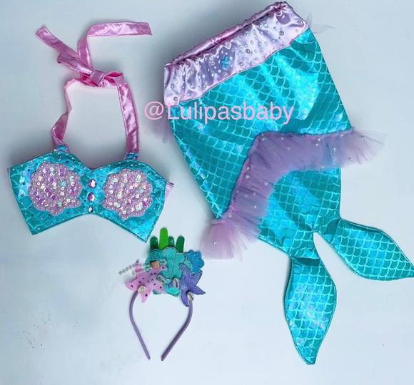 Conjunto Sereia Com cauda infantil