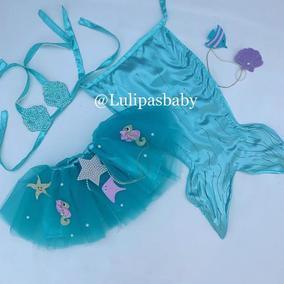 Roupa de sereia, fantasia de sereia com cauda para criança