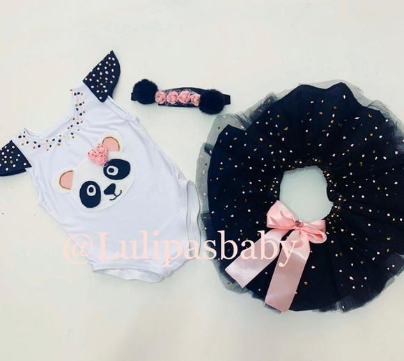 Roupa, fantasia Panda menina