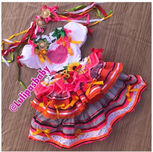 Vestido Caipira, Vestido Junino Infantil Luxo