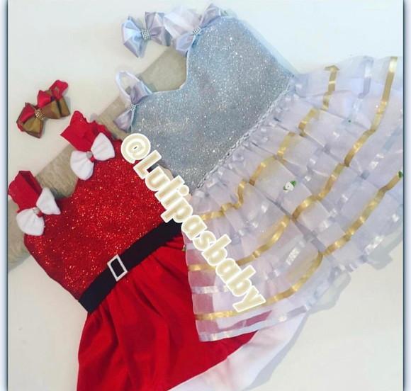 Vestido de Natal infantil mamãe noel