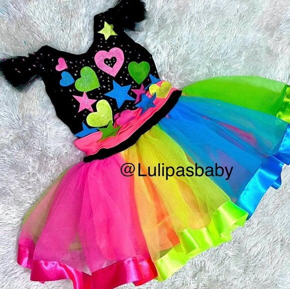 Vestido Neon Infantil Baladinha Neon