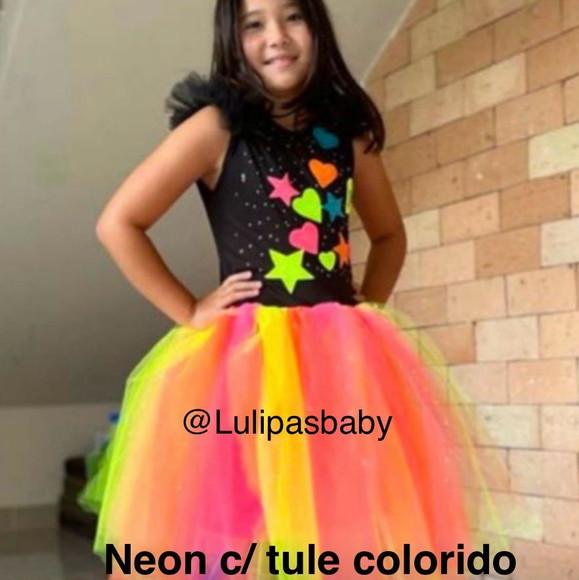Vestido Neon Infantil Baladinha Neon