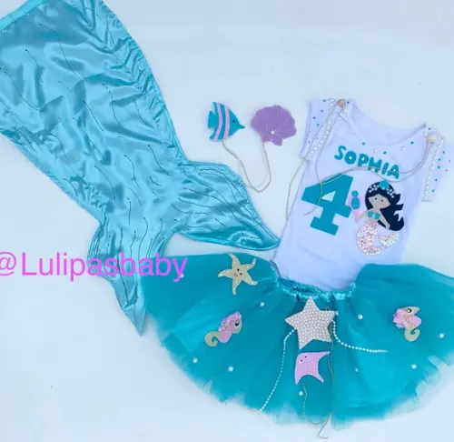Fantasia de sereia infantil, roupa de sereia infantil cauda