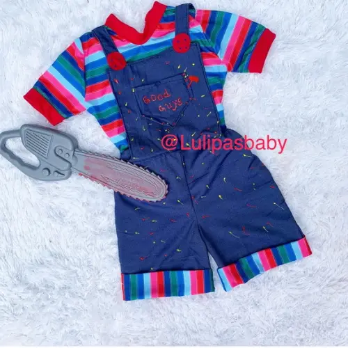 Fantasia Infantil Brinquedo Assassino Chucky Short, Manga Cu