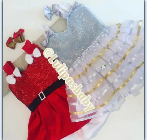 Vestido de Natal infantil mamãe noel