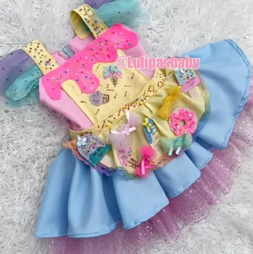 Vestido Doce Donuts Guloseimas Candy Color Infantil