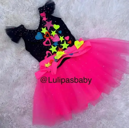 Vestido Festa Infantil Neon