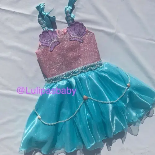 Vestido Infantil de Sereia Glitter