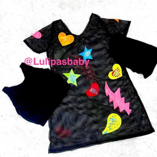 Vestido Neon com Cropped e Short Infantil