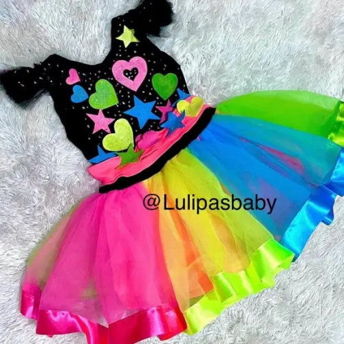 Vestido Neon Infantil Baladinha Neon