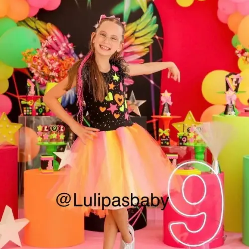 Vestido Neon Infantil Festa
