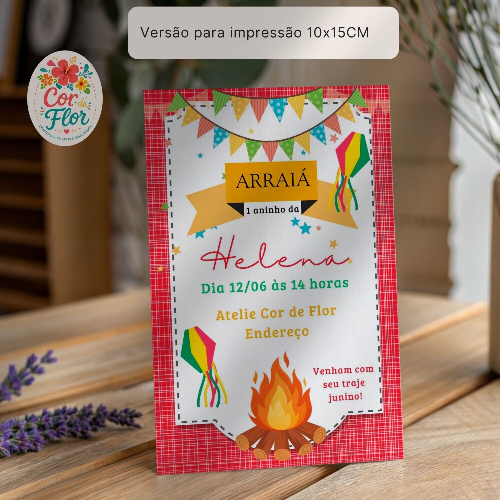 Convite Festa Junina Digital Arraiá Aniversário Personalizado