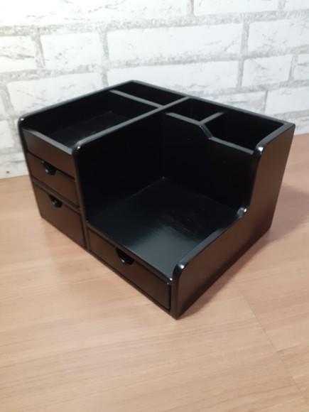 Organizador de Mesa com 3 Gavetas Cor Preto