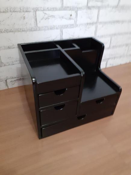 Organizador de Mesa com 4 Gavetas Cor Preto
