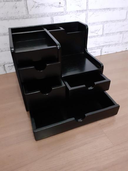 Organizador de Mesa com 4 Gavetas Cor Preto