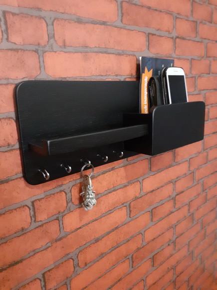 Porta Chave, p/ 5 Chaveiros, Cor Preto