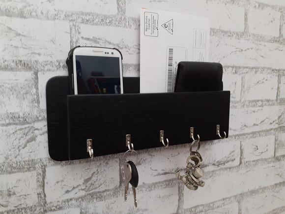 Porta Chaves, Celular, Carteira Cor Preto p/ 5 Chaveiros