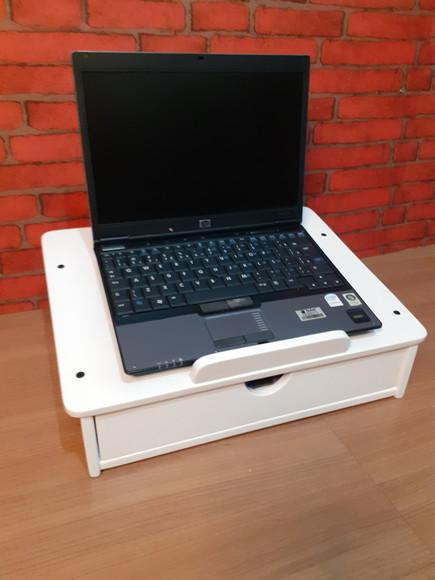Suporte para Notebook com Gaveta Cor Branco