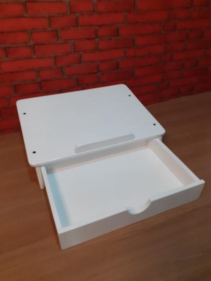 Suporte para Notebook com Gaveta Cor Branco