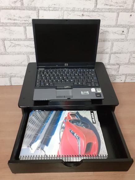 Suporte para Notebook com Gaveta Cor Preto