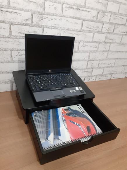 Suporte para Notebook com Gaveta Cor Preto
