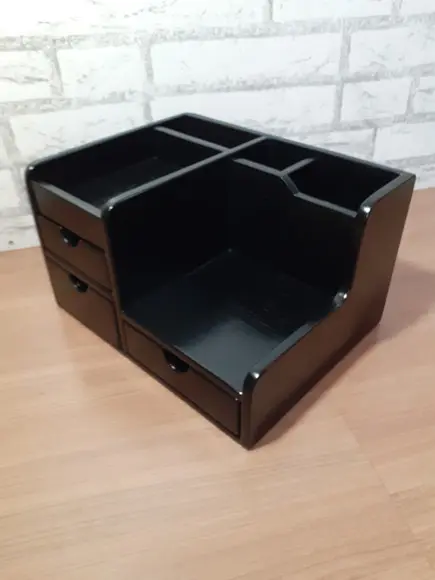 Organizador de Mesa com 3 Gavetas Cor Preto