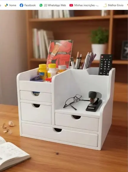 Organizador de Mesa com 4 Gavetas
