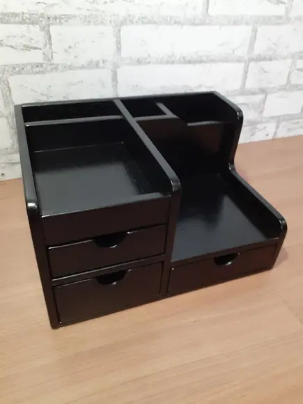 Organizador de Mesa com 3 Gavetas Cor Preto
