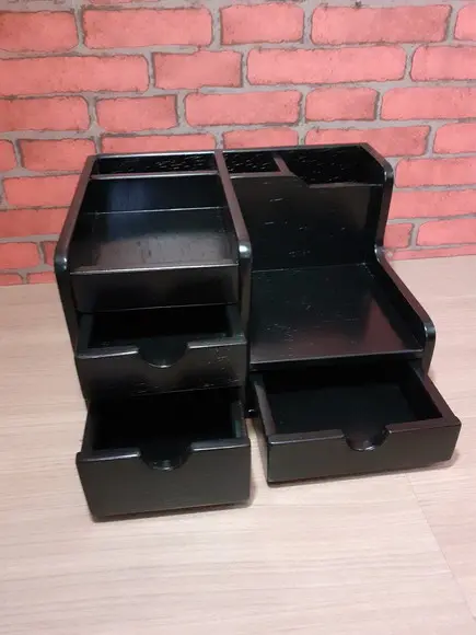 Organizador de Mesa com 3 Gavetas Cor Preto