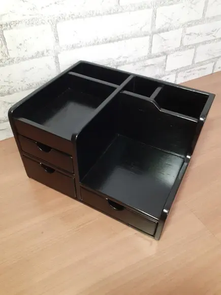 Organizador de Mesa com 3 Gavetas Cor Preto