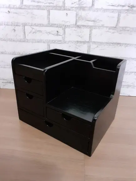 Organizador de Mesa com 4 Gavetas Cor Preto