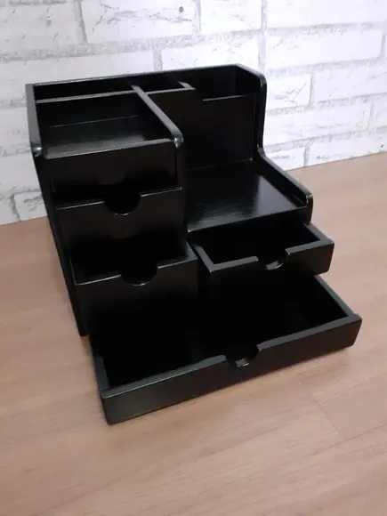 Organizador de Mesa com 4 Gavetas Cor Preto