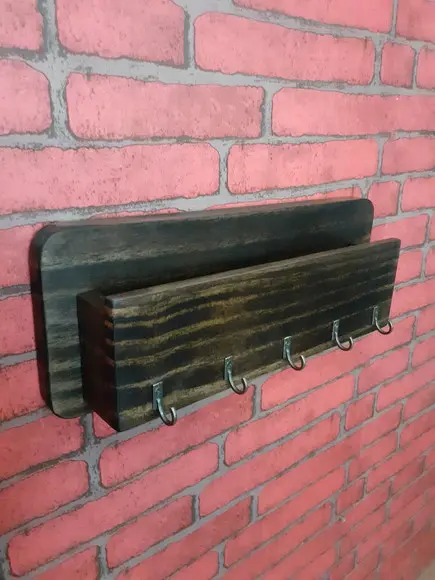 Porta Chave, p/ 5 Chaveiros, Cor Imbuia