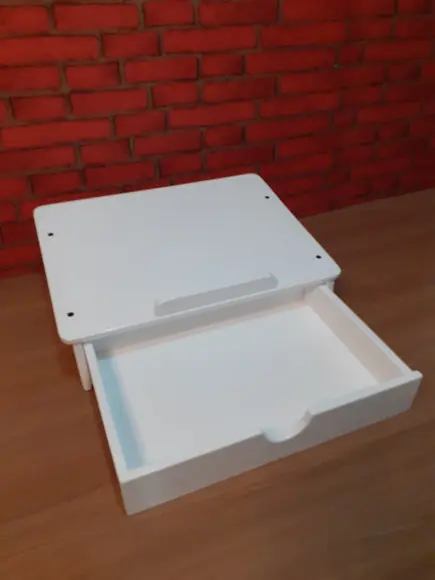 Suporte para Notebook com Gaveta Cor Branco