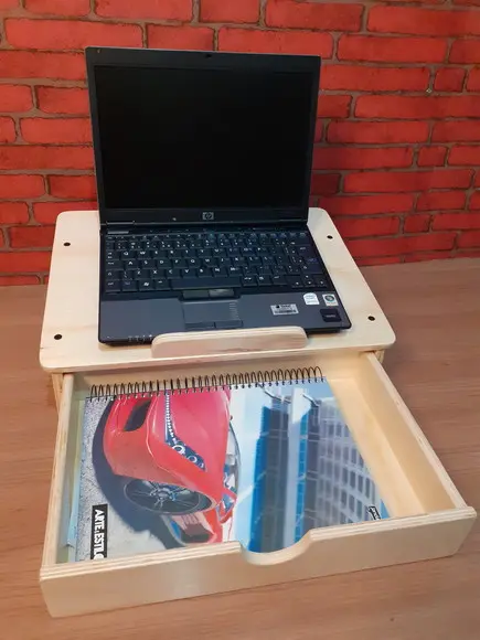 Suporte para Notebook com Gaveta Cor Natural
