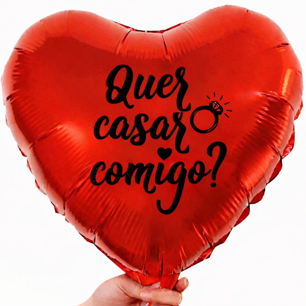 Kit 10 Adesivos Vinil QUER CASAR COMIGO para balão, bexiga, bu