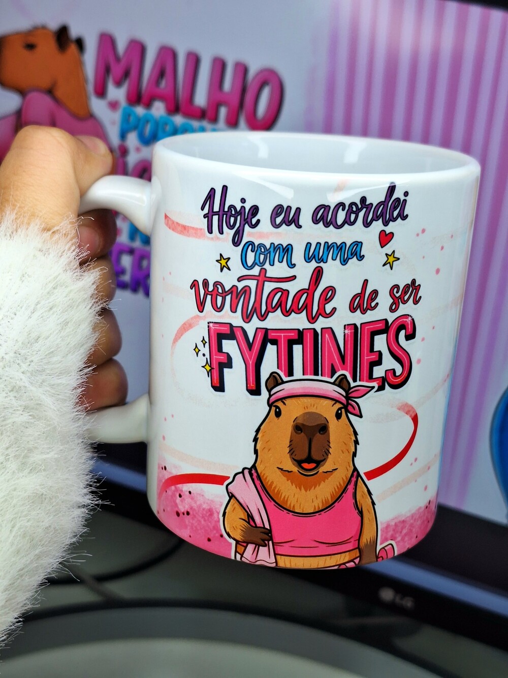Caneca academia CAPIVARA FITNESS capacidade 325ml personalizada c