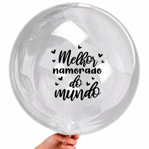 Kit 10 Adesivos Vinil "MELHOR NAMORADO DO MUNDO" para balão, bexiga, bubble, cores e tamanhos variados