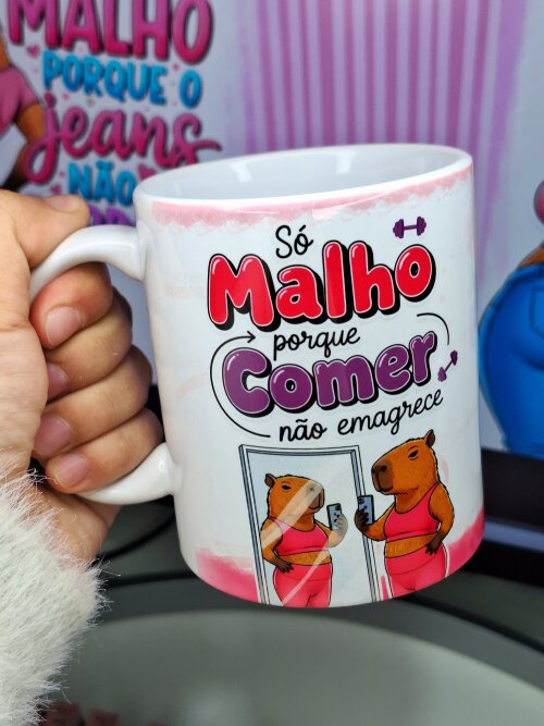 Caneca academia CAPIVARA FITNESS capacidade 325ml personalizada com o nome