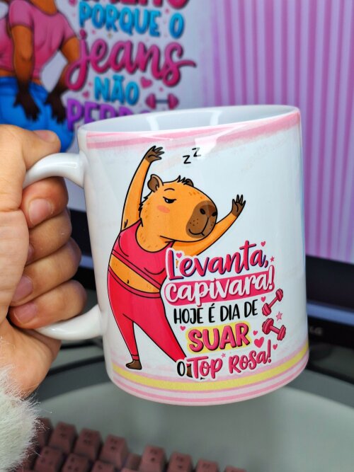 Caneca academia CAPIVARA FITNESS capacidade 325ml personalizada c