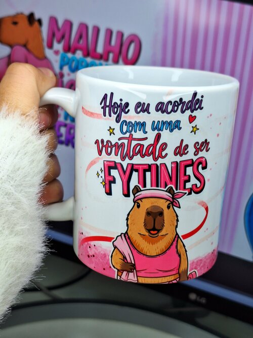 Caneca academia CAPIVARA FITNESS capacidade 325ml personalizada c