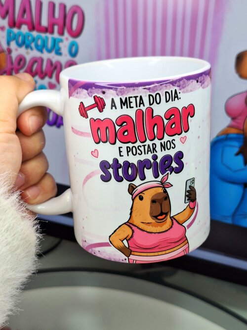 Caneca academia CAPIVARA FITNESS capacidade 325ml personalizada c