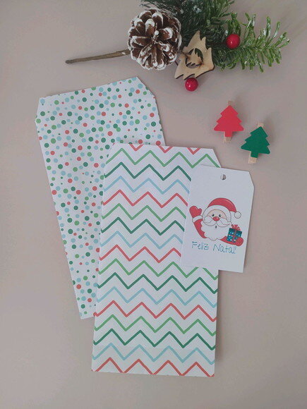Saquinho de Papel para Natal com Tag e Mini Pregador