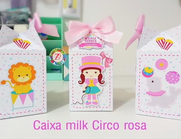 Caixa Milk - Tema Circo Rosa
