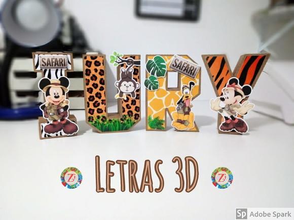 Letras e Numero 3D (quadrada)- tema MICKEY SAFARI