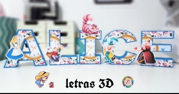 Letras E Números 3d - Tema Alice País Das Maravilhas